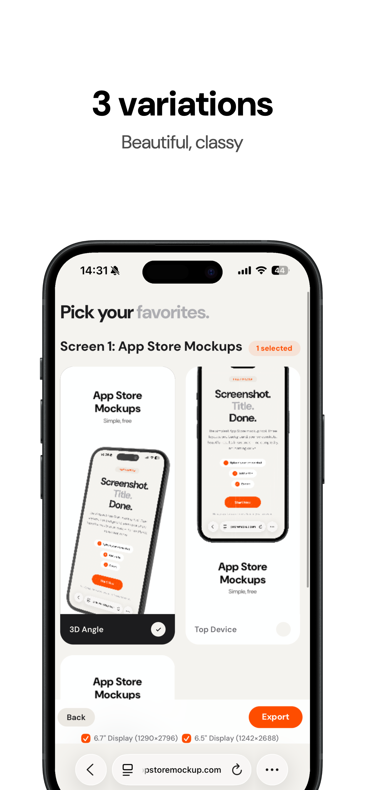 App Store mockup with top title